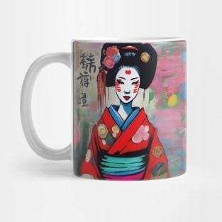 Japanese geisha with flowers Mug